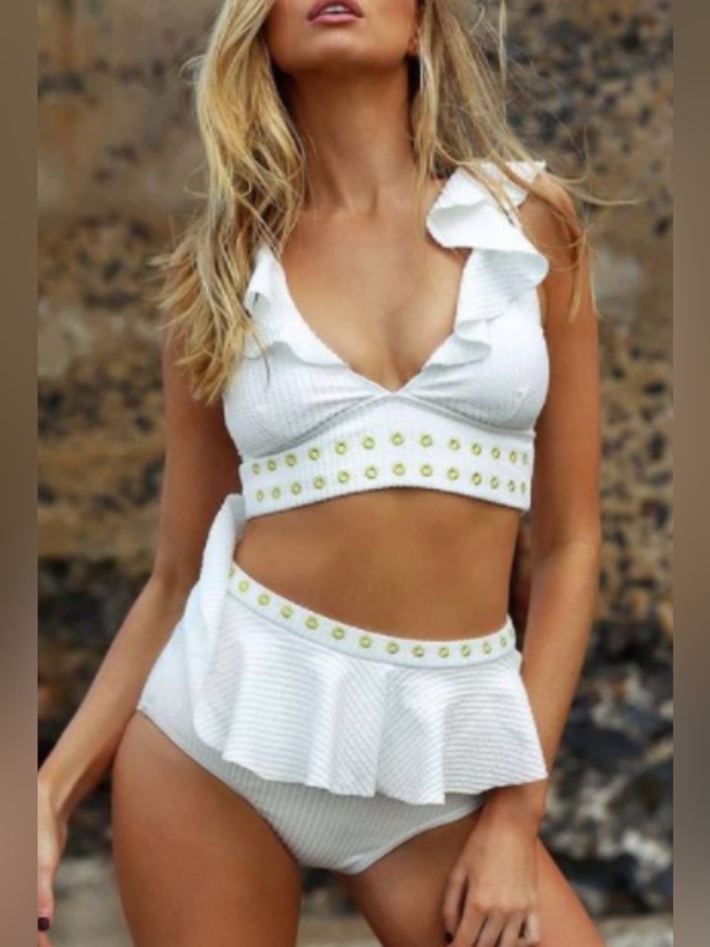 Duskii White High Waisted Bikini bottom